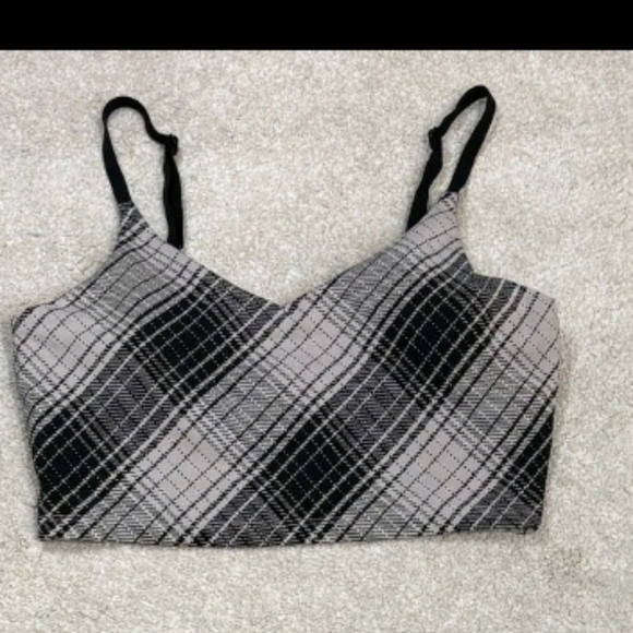 athleta womens cream/black textured elation v-neck longline bra size small - Picture 3 of 3